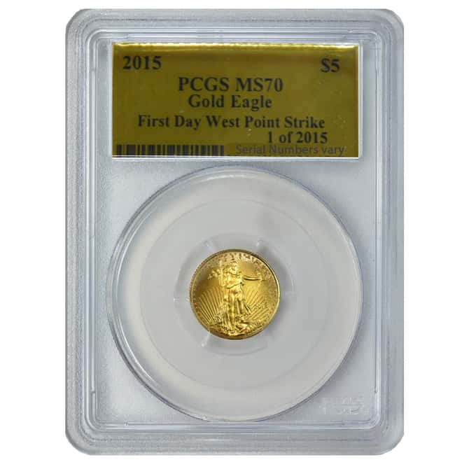 2015 1/10 oz $5 American Gold Eagle PCGS MS 70 - 1 of 2015 First Struck