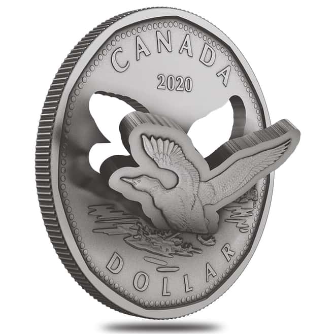 2020 Canada 59.5 gram Silver Flying Loon - Pop Up Coin .9999 Fine (w/Box & COA)