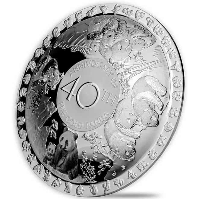 2022 50 gram Silver 40th Ann of the Gold Panda Domed Coin Solomon Islands .999 Fine (w/Box & COA)