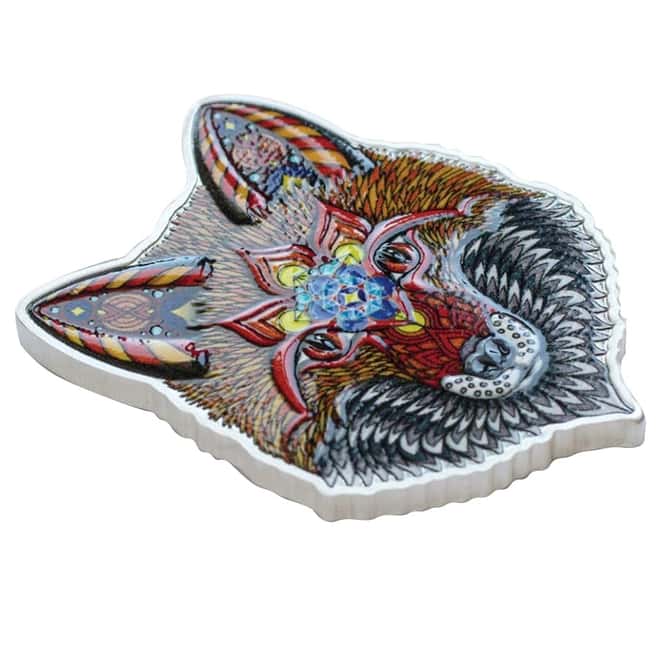 2021 Solomon Islands 1 oz Electric Fox - Spirit Animals Colorized Silver Coin .9999 Fine (w/Box & COA)