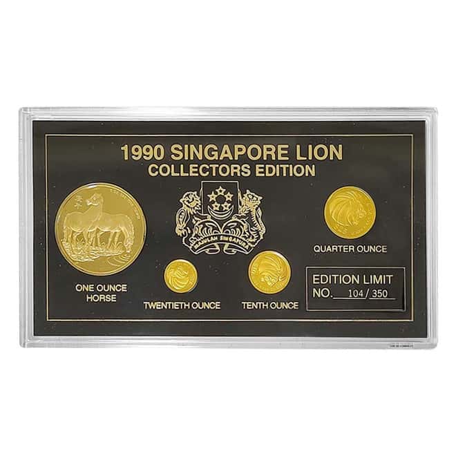 1990 Singapore Gold/Silver Year of the Horse Lion Collector's Edition Proof Set (w/Box & COA)
