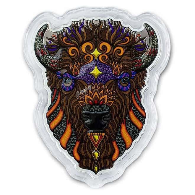 2021 Solomon Islands 1 oz Bison - Spirit Animals Colorized Silver Coin .9999 Fine (w/Box & COA)