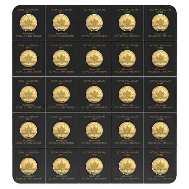 2022 25 x 1 gram Canadian Gold Maples $.5 Coin .9999 Fine - Maplegram25™ (In Assay)