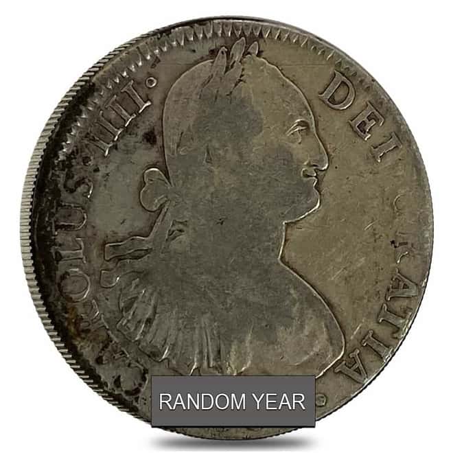 Mexico Spanish Colony 8 Reales Charles IV Silver Coin ASW .7797 oz Circ (1791 - 1808, Random Year)