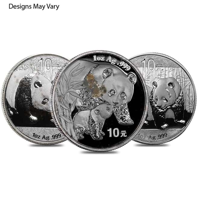 1 oz Chinese Silver Panda Random Year (Milky, Scruffy, Damaged, Cleaned)
