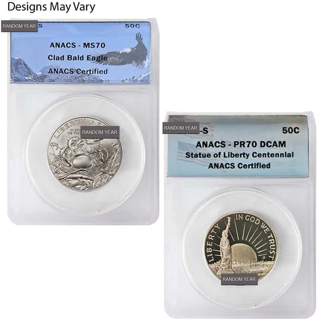 US Mint Clad Half Dollar 50C Comm. Coin ANACS MS / PF 70 (Random Year)