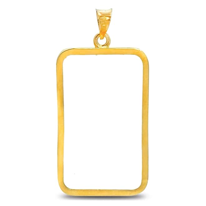 Sterling Silver Prong Frame Bezel Pendant for 5 gram PAMP Gold Bar (Gold Plated)