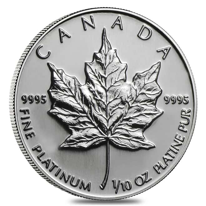 1/10 oz Platinum Canadian Maple Leaf Coin BU (Random Year)
