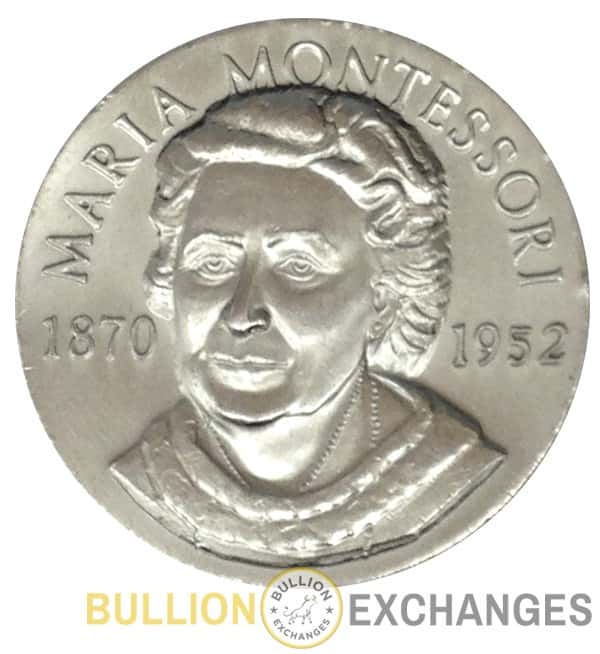 1870-1952 Maria Montessori 1.04 oz Sterling Silver .925 High Relief Medal