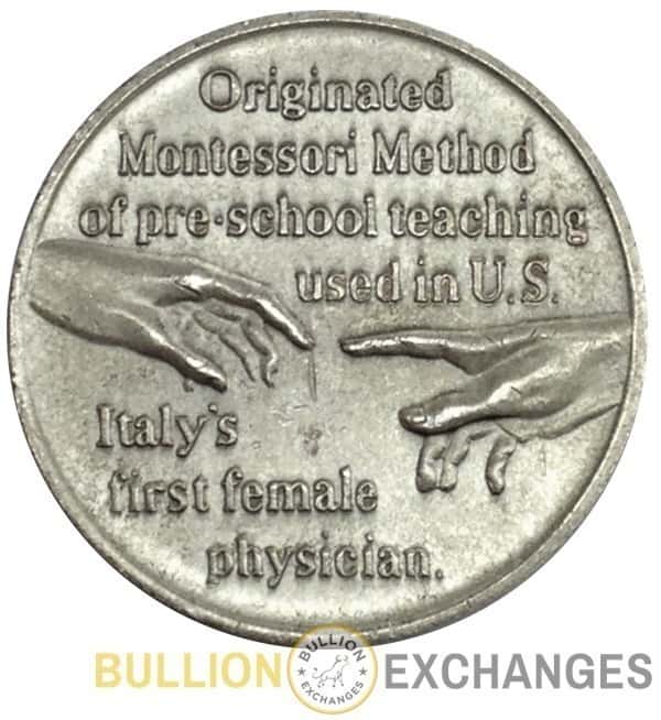 1870-1952 Maria Montessori 1.04 oz Sterling Silver .925 High Relief Medal