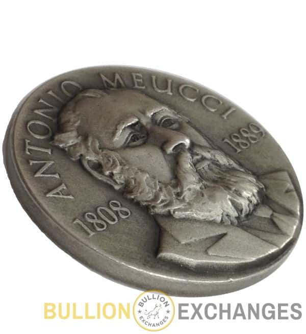 1808-1889 Antonio Meucci 1.17 oz Sterling Silver .925 High Relief Rare Medal