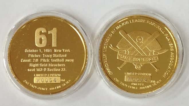 Roger Maris&Sammy Sosa Highland Mint Fine Silver Ltd Edition Commemorative Medallion COA 