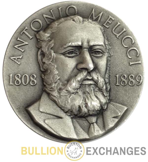 1808-1889 Antonio Meucci 1.17 oz Sterling Silver .925 High Relief Rare Medal