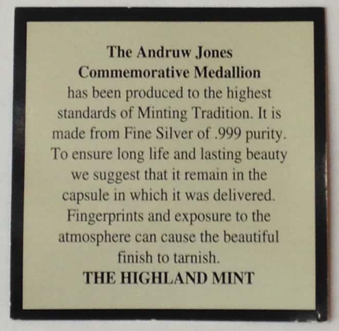 Andruw Jones 1 oz .999 Fine Silver Limited Edition Commemorative Medallion COA Back  Reset  Delete  Duplicate  Save  Save and Continue Edit