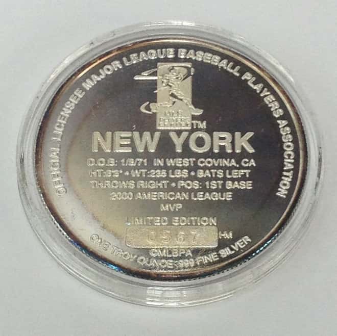 Jason Giambi 1 oz .999 Fine Silver Limited Edition Commemorative Medallion W/ Box & COA