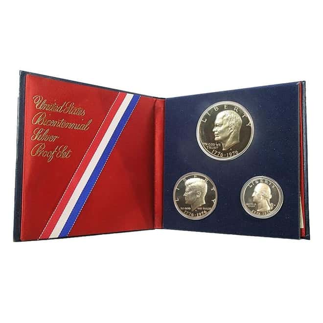 1976-S Bicentennial Silver Proof 3-Coin Set (Styrofoam, Booklet, w/COA)