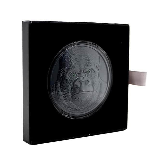 2023 Chad 2 oz Silver Black Gorilla Coin Serial #5 High Relief (w/Box)