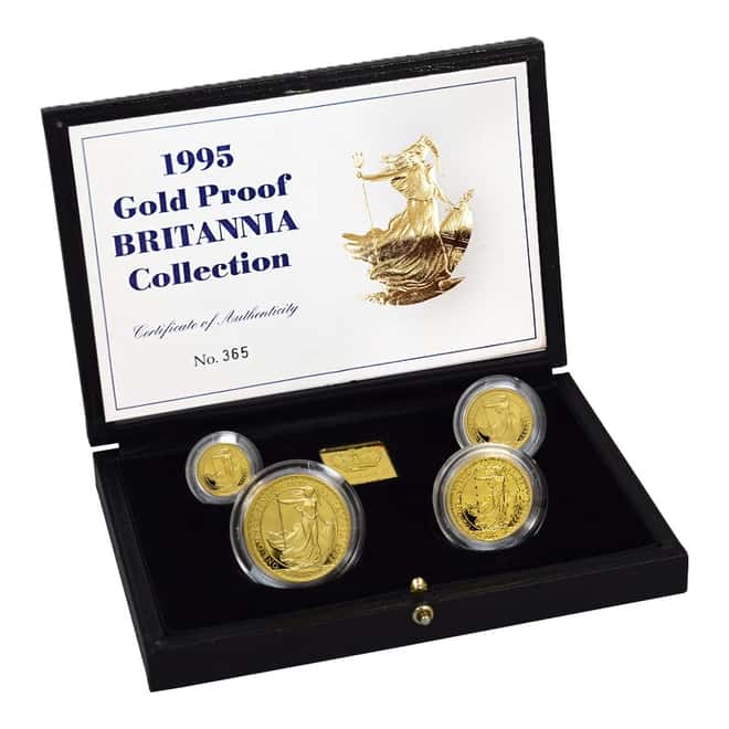 1995 1.85 oz Gold Britannia 4-Coin Proof Set (w/Box & COA)