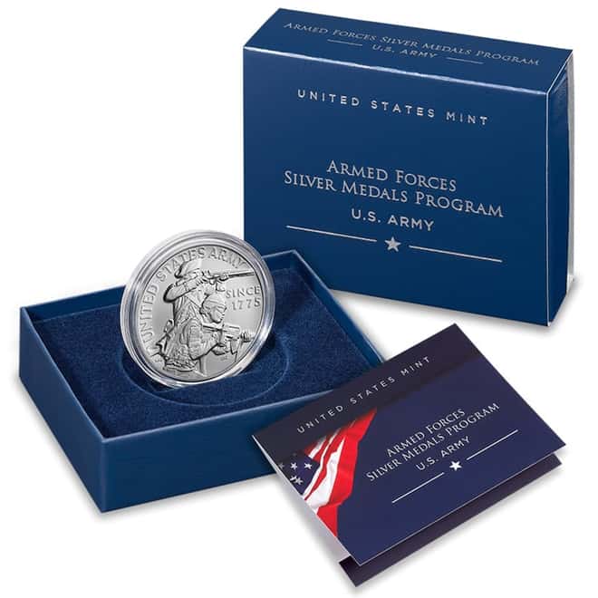 1 oz U.S. Army Silver Medal (w/Box & COA)