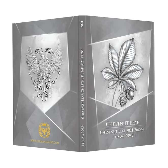 2021 1 oz Germania Proof Chestnut Leaf 5 Mark Silver Coin