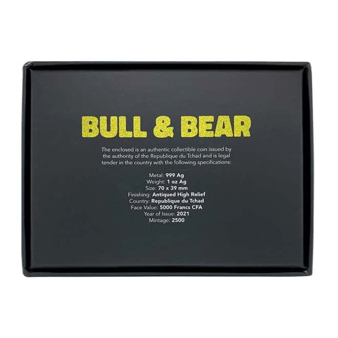 2021 Chad 1 oz Silver Bull Shaped Antiqued High Relief Coin (w/Box)
