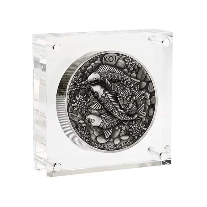 2023 2 Kilo Koi Fish Antiqued Silver Coin Australian Perth Mint