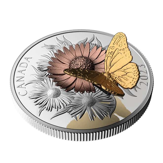 2023 Canada 5 oz The Monarch and The Bloom Silver Coin