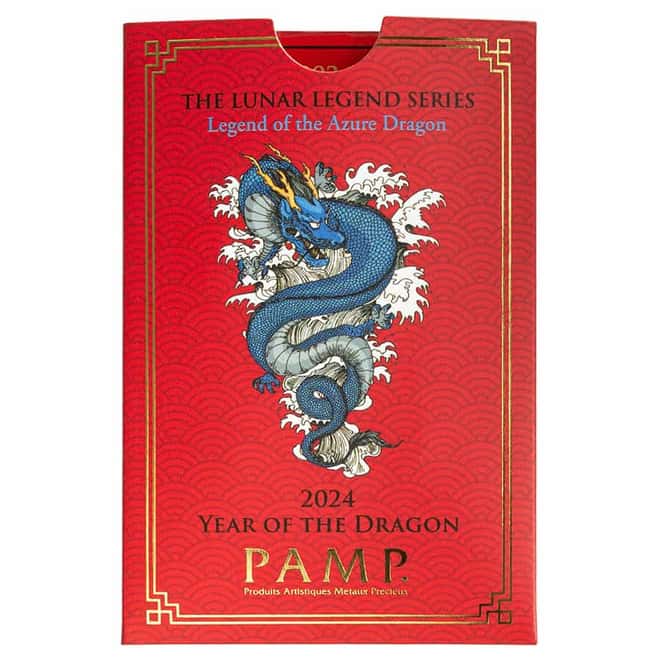 Box of 25 2024 1 Oz Pamp Suisse Lunar Dragon Gold Bar in Assay