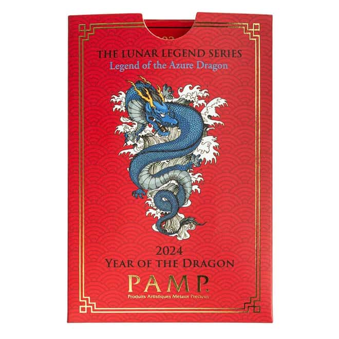 Box of 25 - 2024 5 gram PAMP Suisse Lunar Dragon Gold Bar (In Assay)