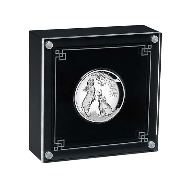 2023 1 oz Proof High Relief Silver Lunar Year of The Rabbit Australian Perth Mint (w/Box & COA)