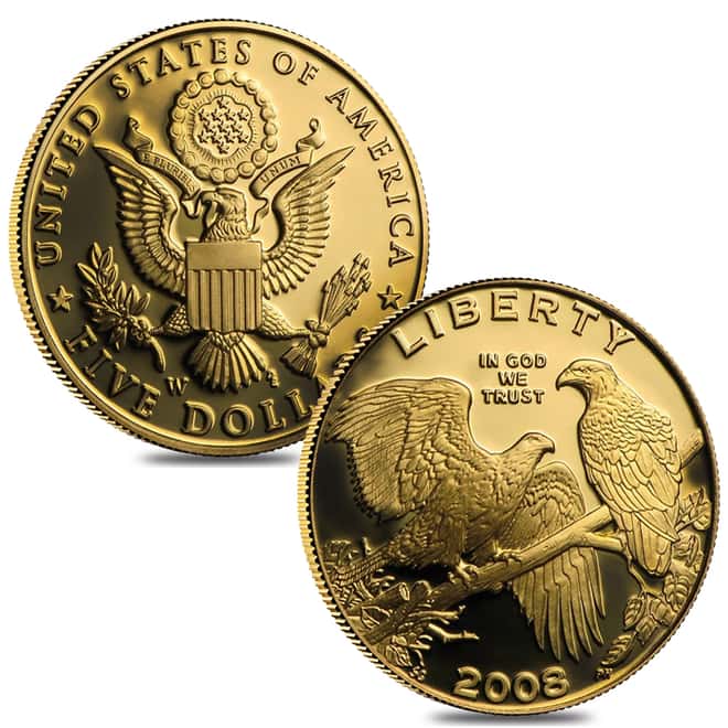 2008 W/P/S Bald Eagle Commemorative Proof 3-Coin Set (w/Box & COA)
