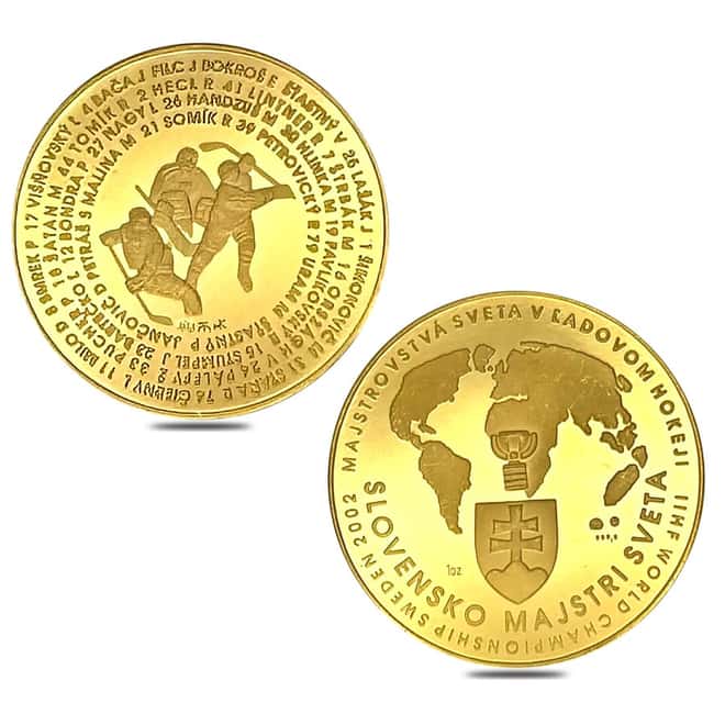 2002 Slovakia Gold/Silver Ice Hockey World Championship 2-Medal Set