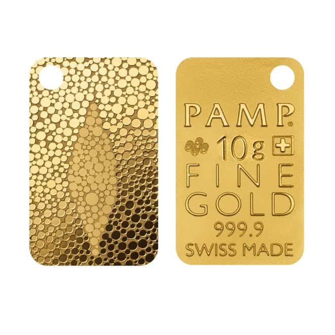 10 gram Gold Bar PAMP Suisse Stingray Skin .9999 Fine (In Assay)