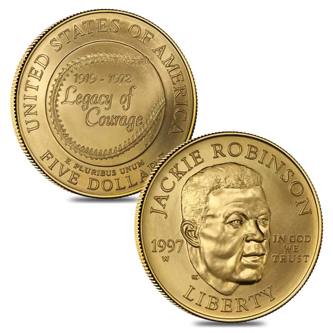 1997 W/S Jackie Robinson Commemorative Gold & Silver Proof/BU 4-coin Set (w/Box & COA)