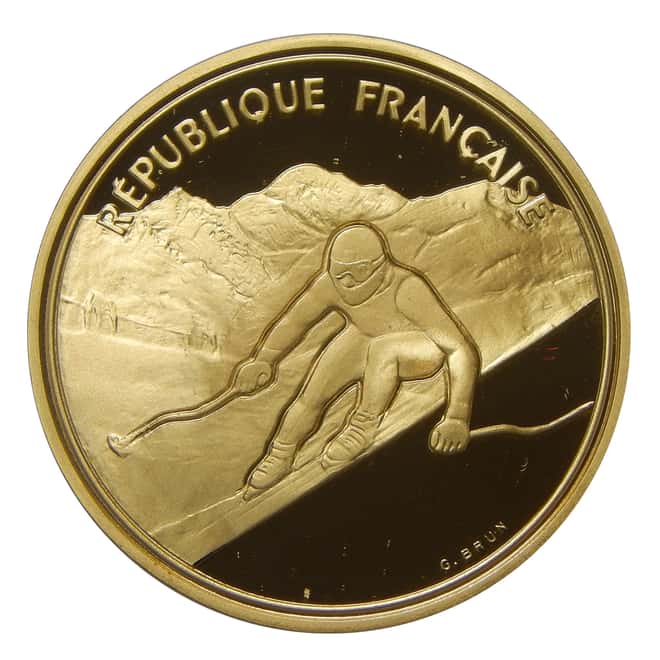 1989 France Proof Gold 500 Francs Winter Olympics (w/Box & COA)