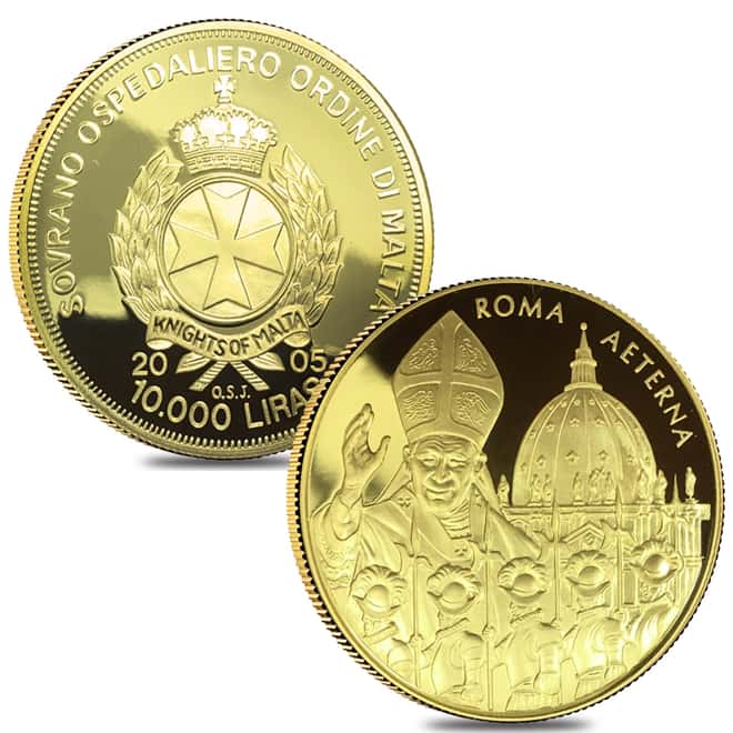 2005 Gold & Silver Knights of Malta Pope John Paul II Proof 2-Coin Set (w/Box)