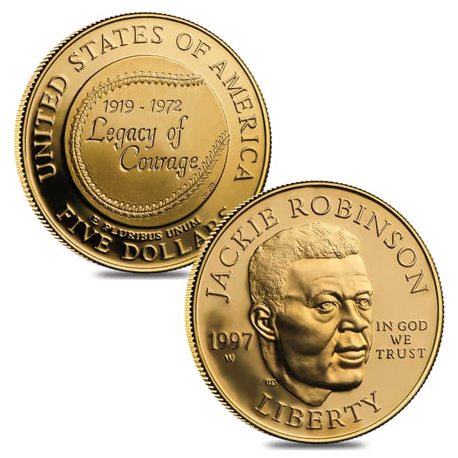 1997 W/S Jackie Robinson Commemorative Gold & Silver Proof/BU 4-coin Set (w/Box & COA)