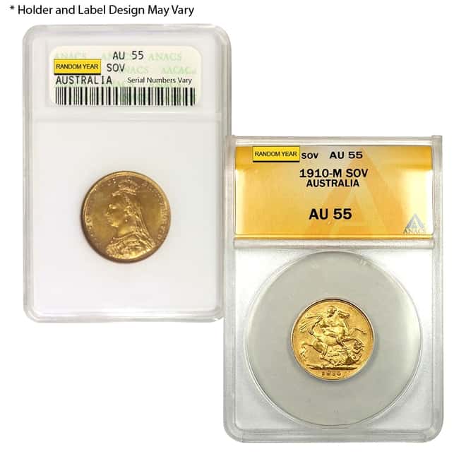 Gold Sovereign Coin ANACS AU 55 (Random Year)