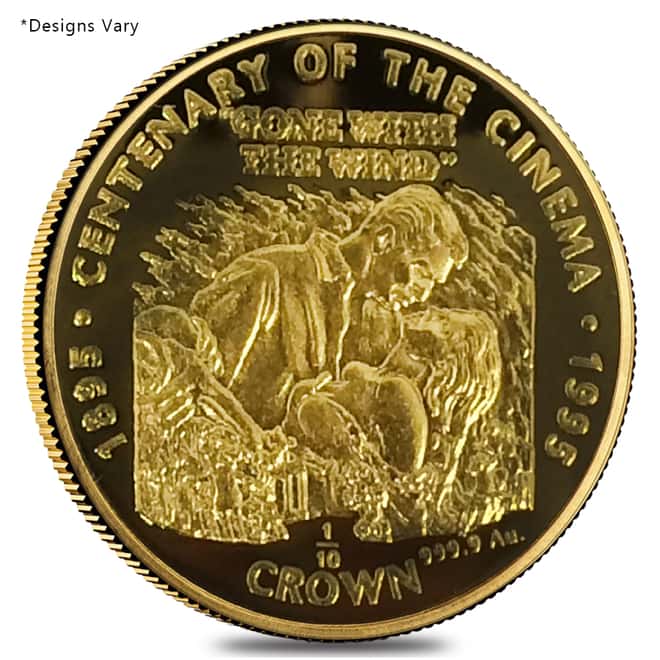 1996 1/10 oz Gibraltar Centenary of the Cinema Proof/BU Gold Coin .9999 Fine (Random Design)