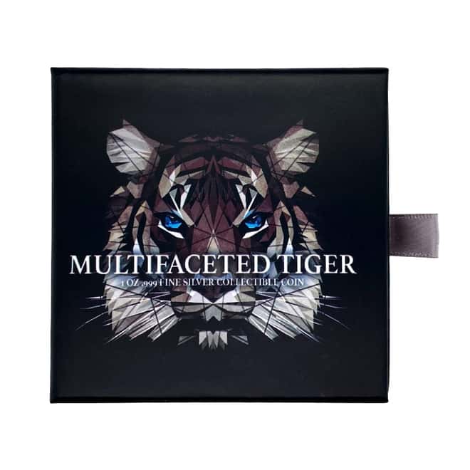 2022 Chad 1 oz Silver Multifaceted Tiger Coin Serial #4 Ultra High Relief (w/Box)