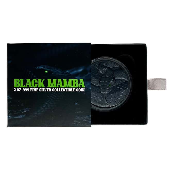 2023 Chad 2 oz Silver Black Mamba Coin Serial #2 High Relief (w/Box)