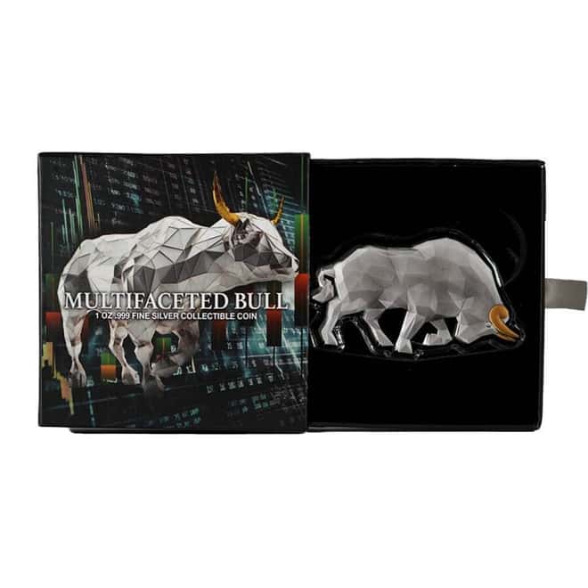2024 Chad 1 oz Silver Multifaceted Bull Shaped Coin .999 Fine