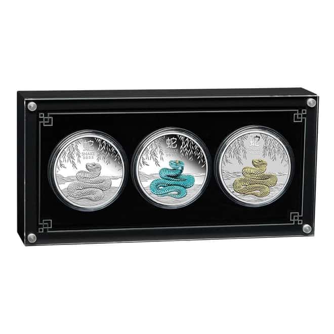 2025 3 oz Silver Lunar Snake 3-Coin Set Perth Mint