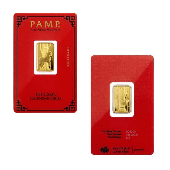 12 x 5 gram PAMP Suisse Lunar Series Gold Bar Set (In Assay)