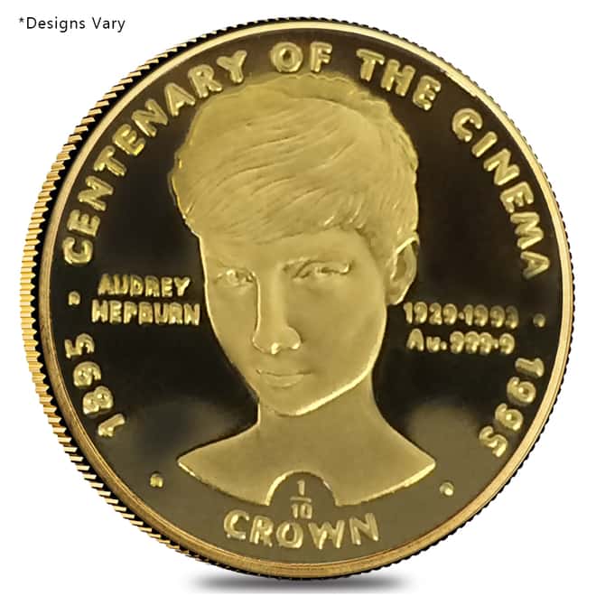 1996 1/10 oz Gibraltar Centenary of the Cinema Proof/BU Gold Coin .9999 Fine (Random Design)
