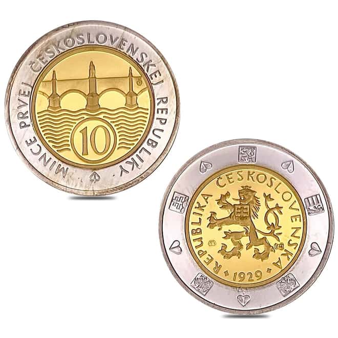 First Czechoslovakia Republic Gold/Silver Bimetallic 10-Coin Set