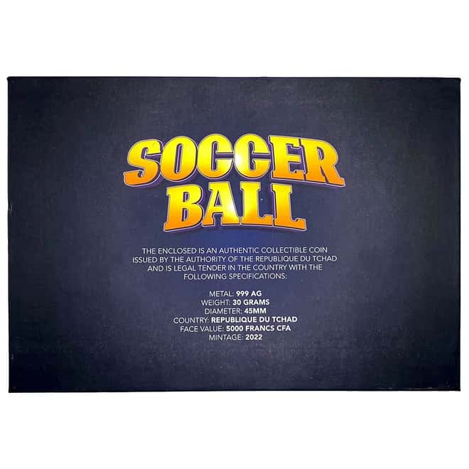 2022 Chad 30 Gram Silver Country Flags Soccer Ball Spherical Coin .999 Fine (w/Box)