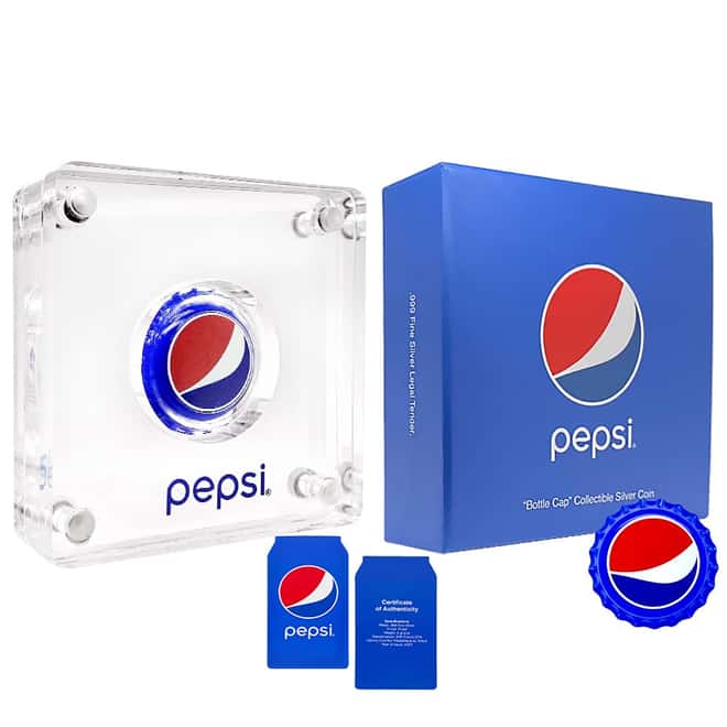 2022 Chad 6 gram Pepsi Bottle Cap Proof Silver Coin .999 Fine (w/Box & COA)