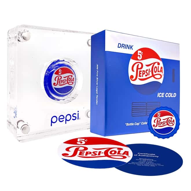 2022 Chad 6 Gram Pepsi-Cola Retro Bottle Cap Proof Silver Coin .999 Fine (w/Box & COA)