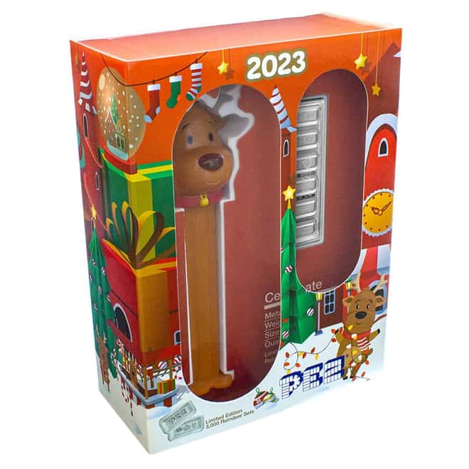 2023 30 gram PAMP Reindeer PEZ Dispenser & Silver Wafers